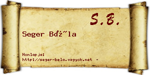 Seger Béla névjegykártya