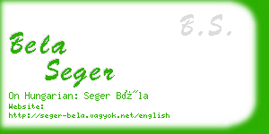 bela seger business card